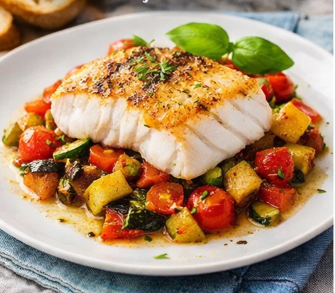 Collage von verschiedenen Speisen auf einem Teller